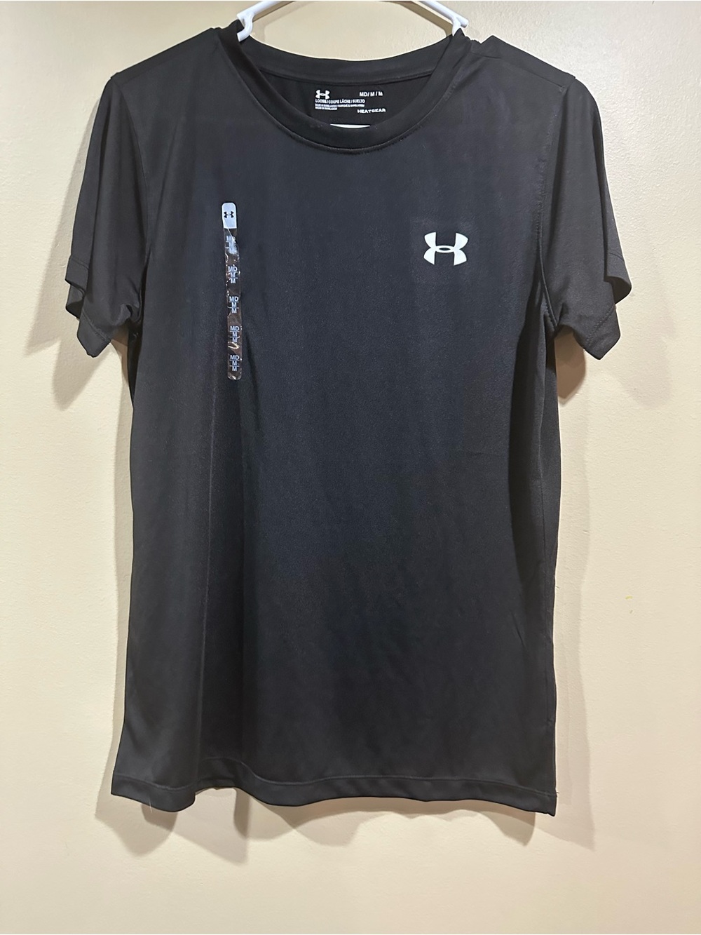 Under Armour Black Short Sleeve Performance Tee with White Logo